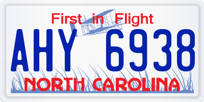 NC license plate AHY6938