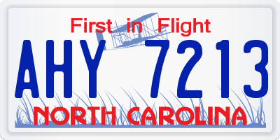 NC license plate AHY7213