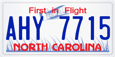 NC license plate AHY7715