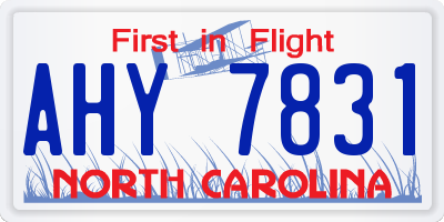 NC license plate AHY7831