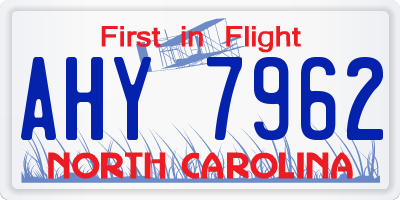 NC license plate AHY7962