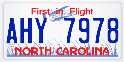 NC license plate AHY7978