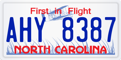 NC license plate AHY8387