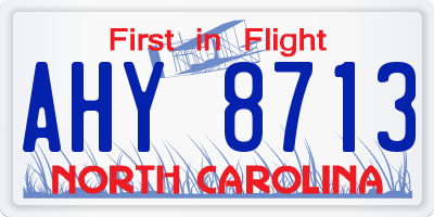 NC license plate AHY8713