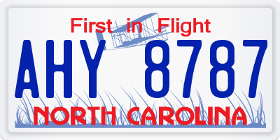 NC license plate AHY8787