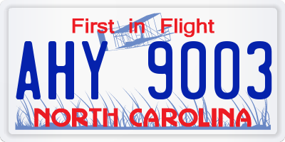 NC license plate AHY9003