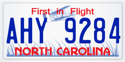 NC license plate AHY9284