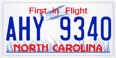 NC license plate AHY9340