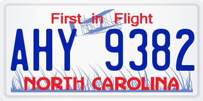NC license plate AHY9382