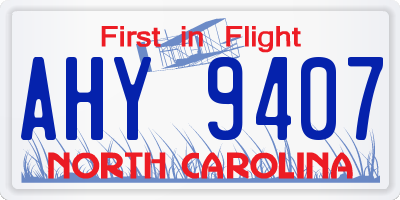 NC license plate AHY9407
