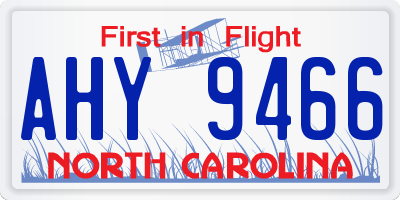 NC license plate AHY9466