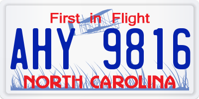 NC license plate AHY9816