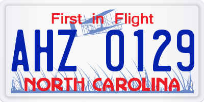 NC license plate AHZ0129