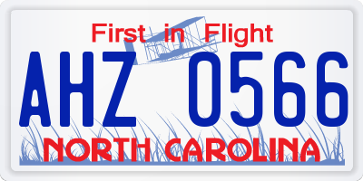 NC license plate AHZ0566