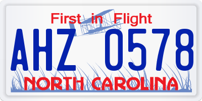 NC license plate AHZ0578