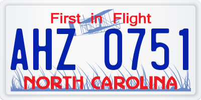NC license plate AHZ0751