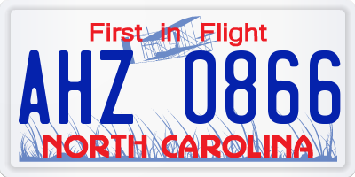 NC license plate AHZ0866