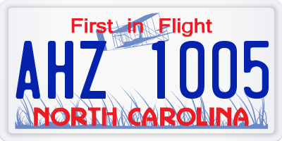 NC license plate AHZ1005