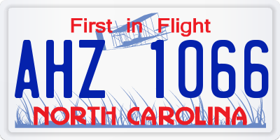 NC license plate AHZ1066