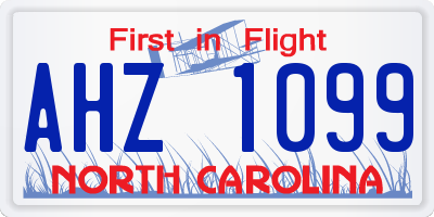 NC license plate AHZ1099