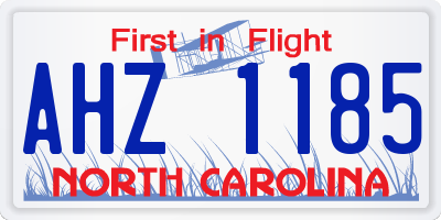 NC license plate AHZ1185
