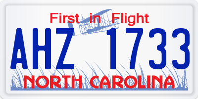 NC license plate AHZ1733