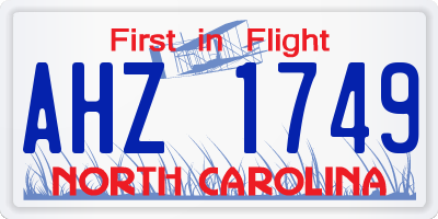 NC license plate AHZ1749