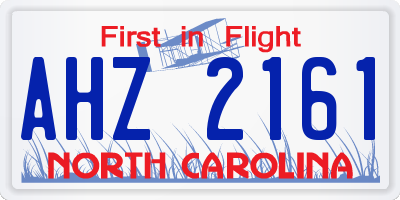 NC license plate AHZ2161
