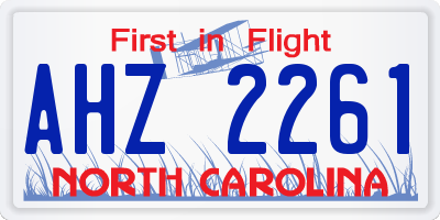 NC license plate AHZ2261