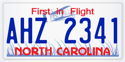 NC license plate AHZ2341