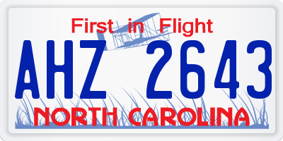 NC license plate AHZ2643