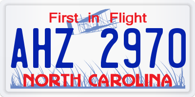 NC license plate AHZ2970