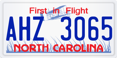NC license plate AHZ3065