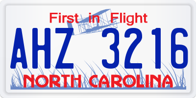 NC license plate AHZ3216