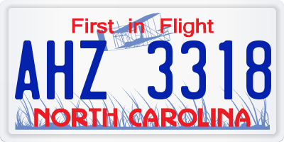 NC license plate AHZ3318