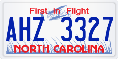 NC license plate AHZ3327