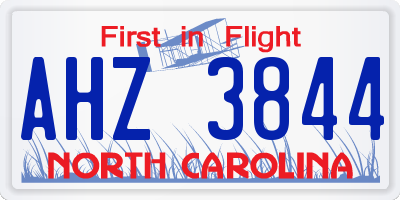 NC license plate AHZ3844