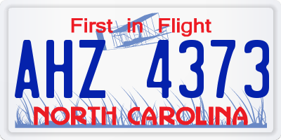 NC license plate AHZ4373