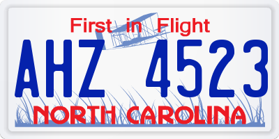 NC license plate AHZ4523
