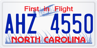 NC license plate AHZ4550