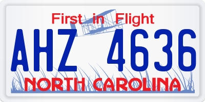 NC license plate AHZ4636