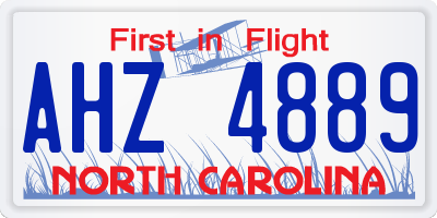 NC license plate AHZ4889
