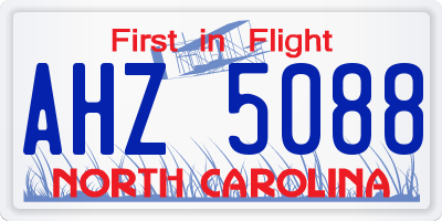 NC license plate AHZ5088