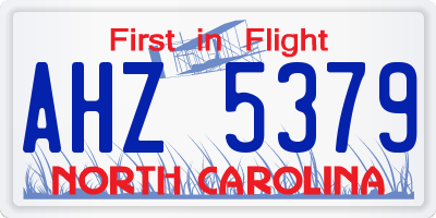 NC license plate AHZ5379