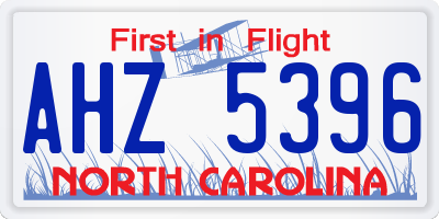 NC license plate AHZ5396
