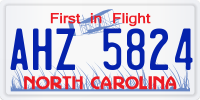 NC license plate AHZ5824