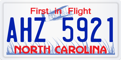 NC license plate AHZ5921