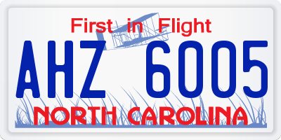 NC license plate AHZ6005