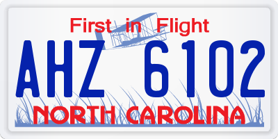 NC license plate AHZ6102