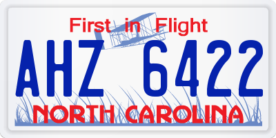 NC license plate AHZ6422